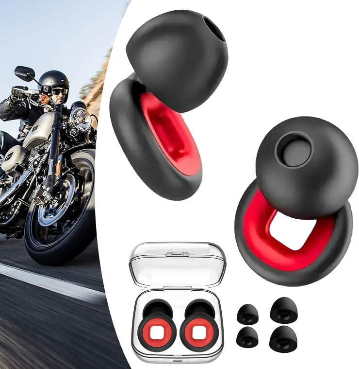 Lot de 2 ensembles de bouchons d’oreilles en silicone pour moto