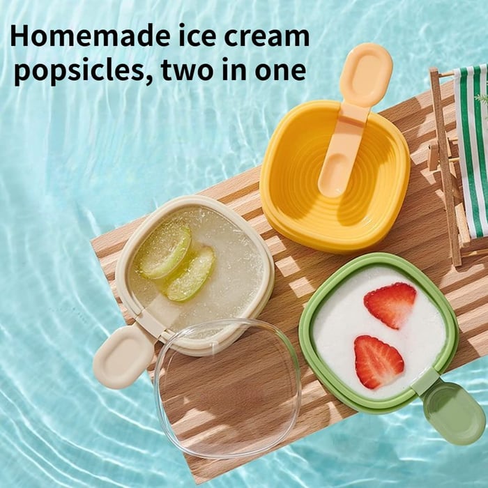 Moules à glaces en silicone avec couvercle, lot de 2