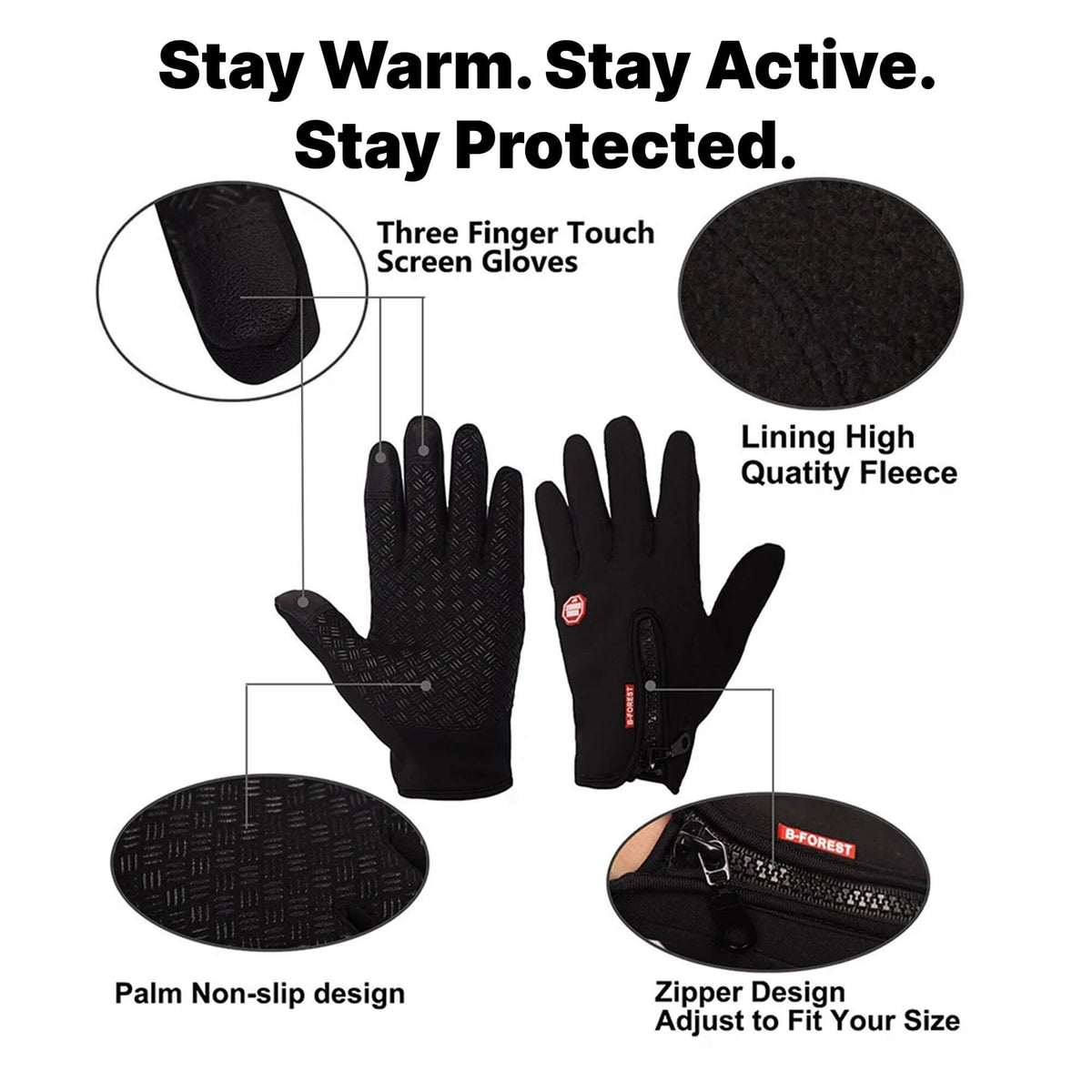 Gants thermiques en polyester extensible à paume aérée
