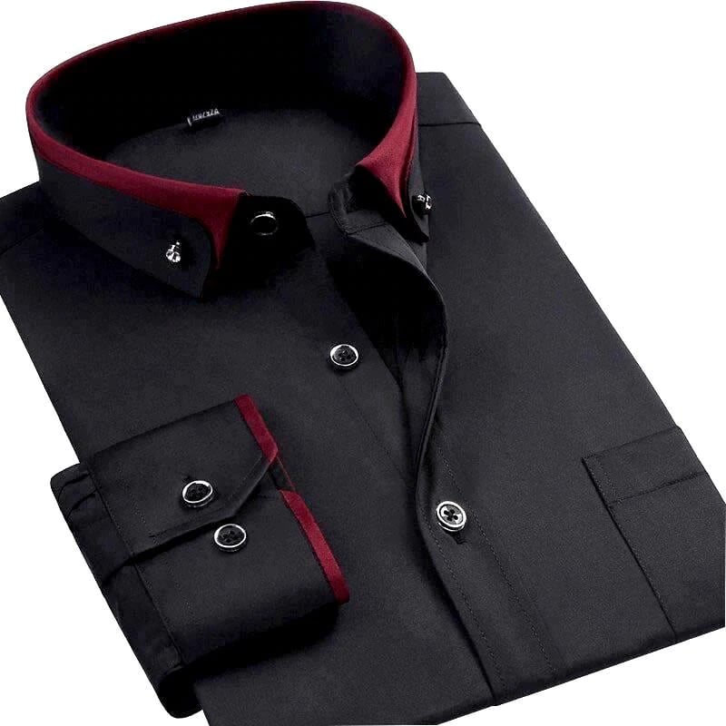 Chemise pour homme à manches longues et double col