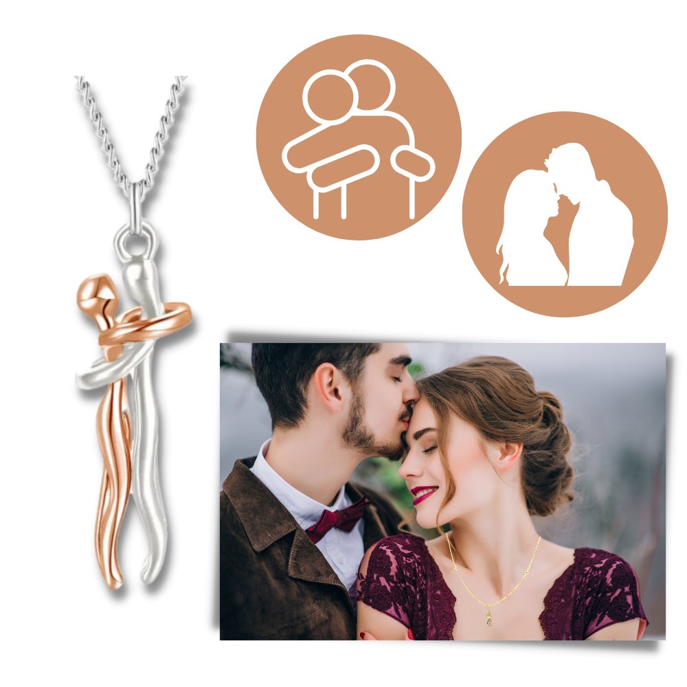 Collier à pendentif représentant une étreinte