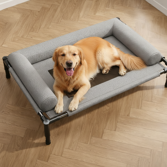 Lit surélevé pour chien à cadre en acier