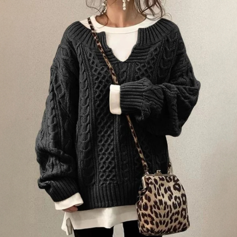 Pull ample en grosse maille de coton et polyester