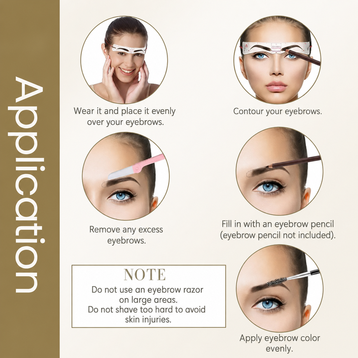 Ensemble de 12 pochoirs à sourcils avec bande réglable