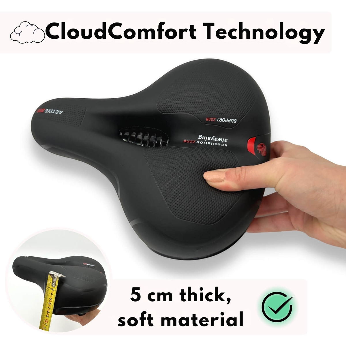 Selle de vélo rembourrée en mousse à mémoire de forme