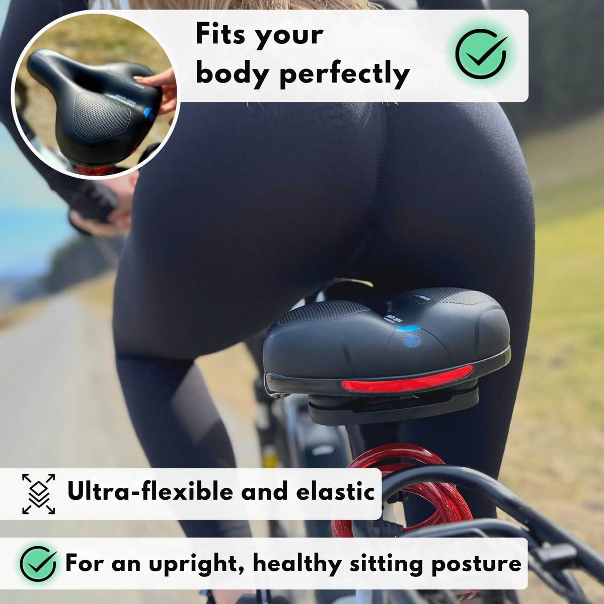 Selle de vélo rembourrée en mousse à mémoire de forme
