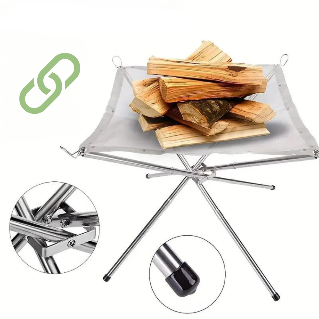 Support de feu de camp pliable en acier