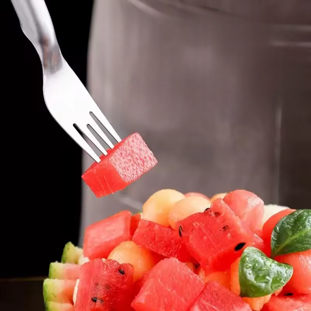 Coupe-pastèque avec fourchette de service en acier inoxydable