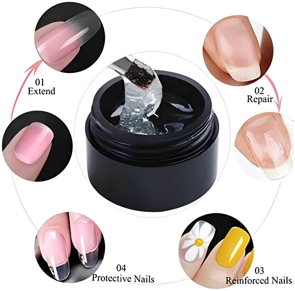 Gel transparent de renforcement des ongles, 5 ml