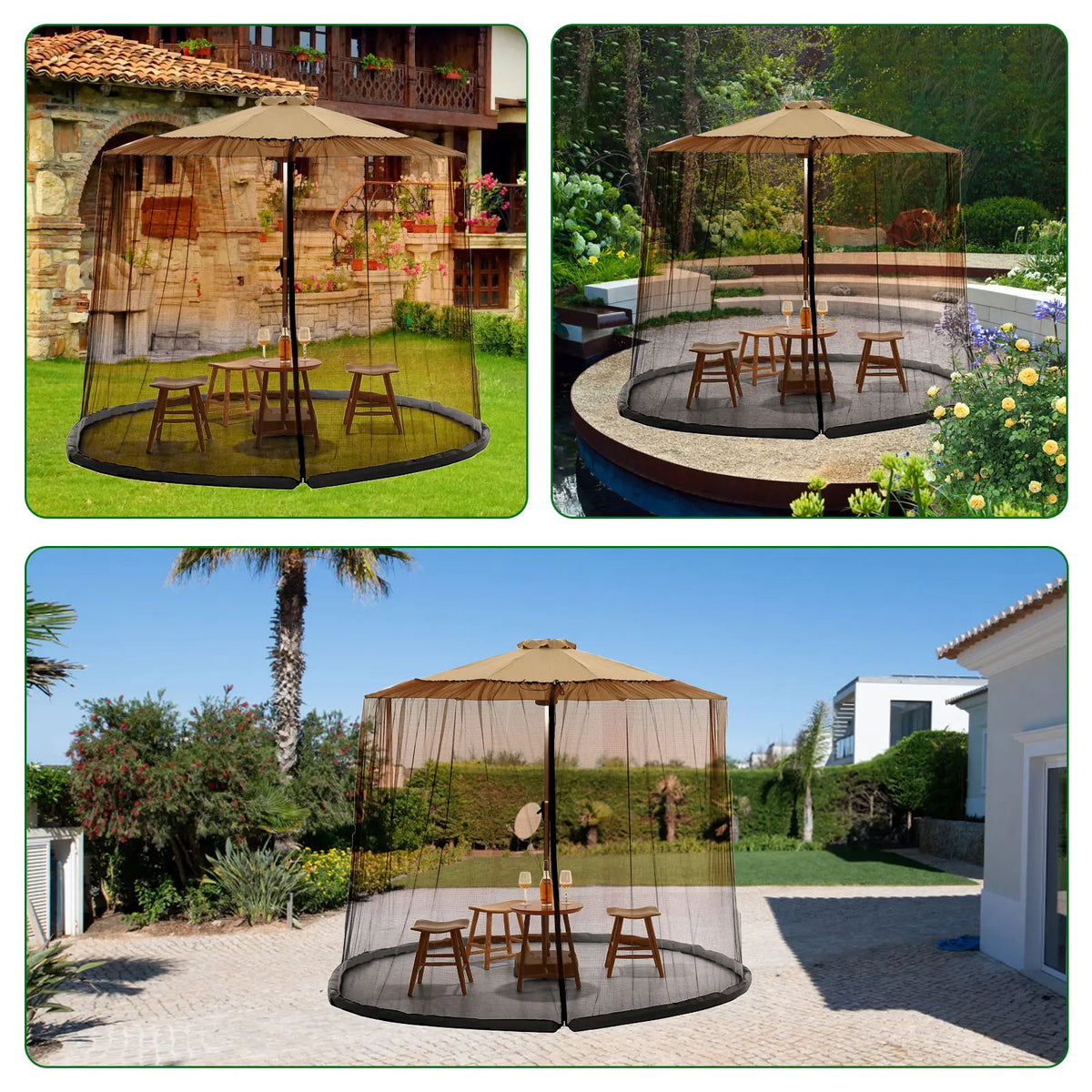 Moustiquaire de jardin avec anneau lestable et sac