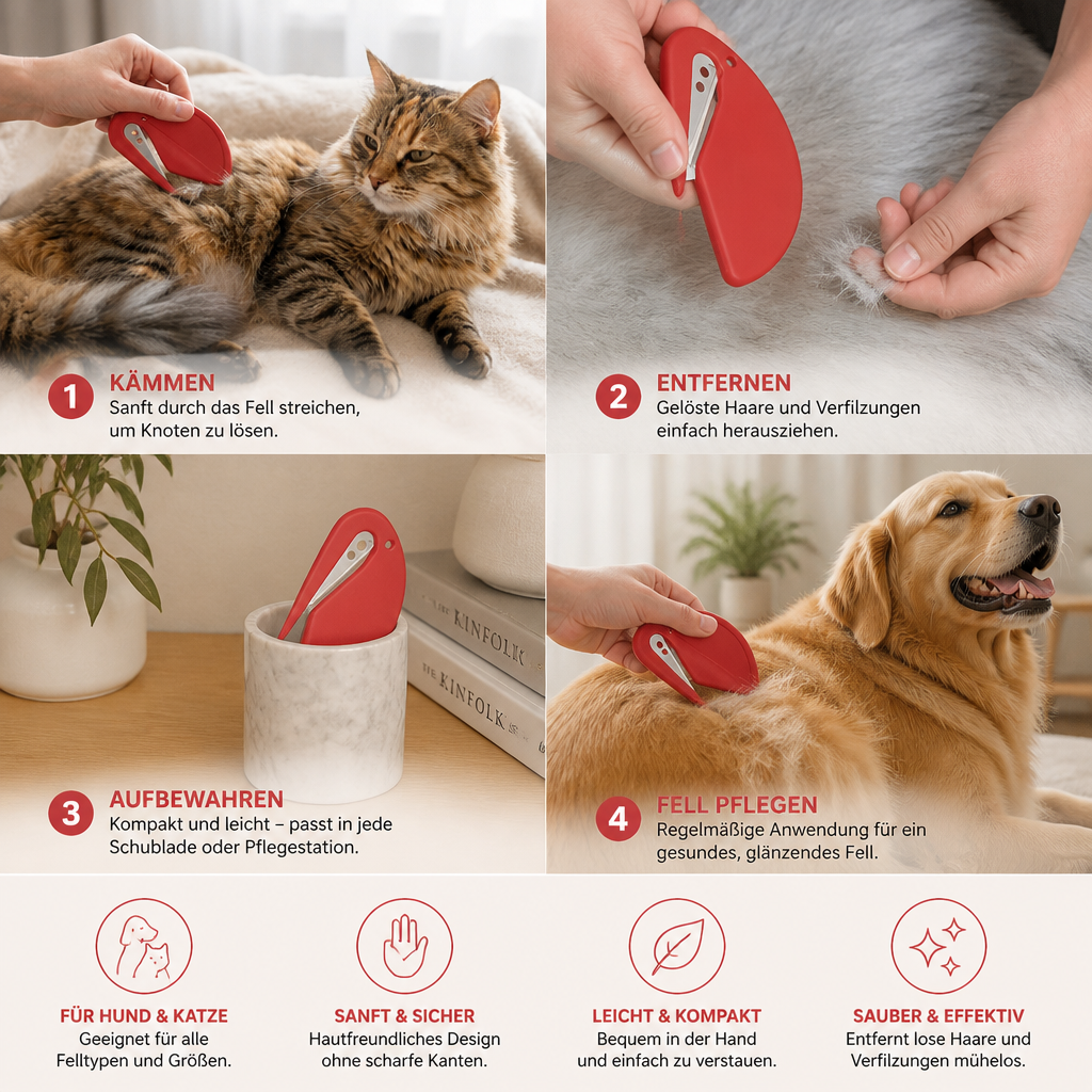 Peignes démêlants inox pour chien et chat, lot de 10