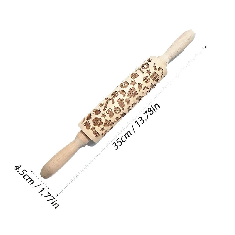 Rouleau à pâtisserie en bois à motifs de Noël