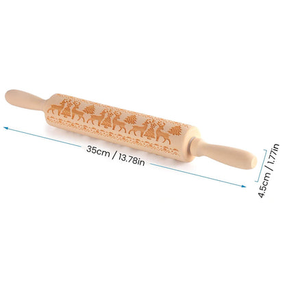Rouleau à pâtisserie en bois à motifs de Noël