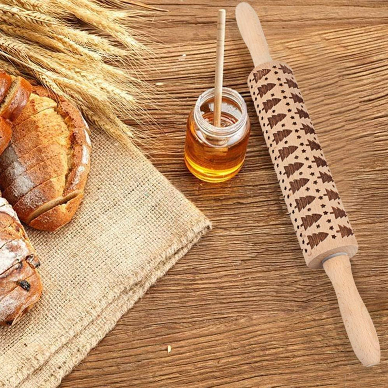Rouleau à pâtisserie en bois à motifs de Noël