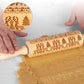 Rouleau à pâtisserie en bois à motifs de Noël