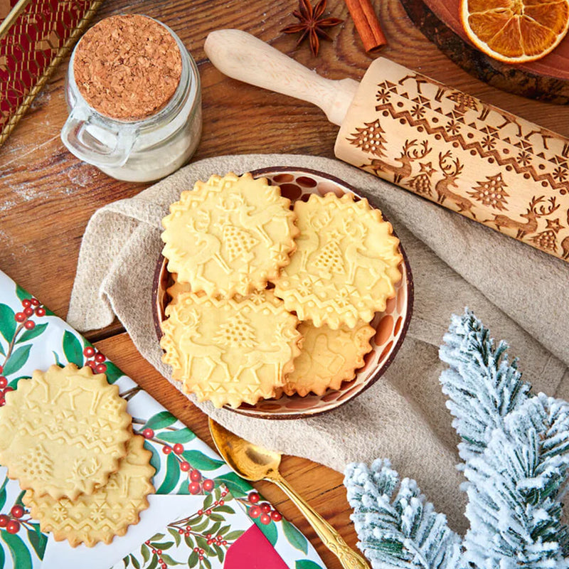Rouleau à pâtisserie en bois à motifs de Noël