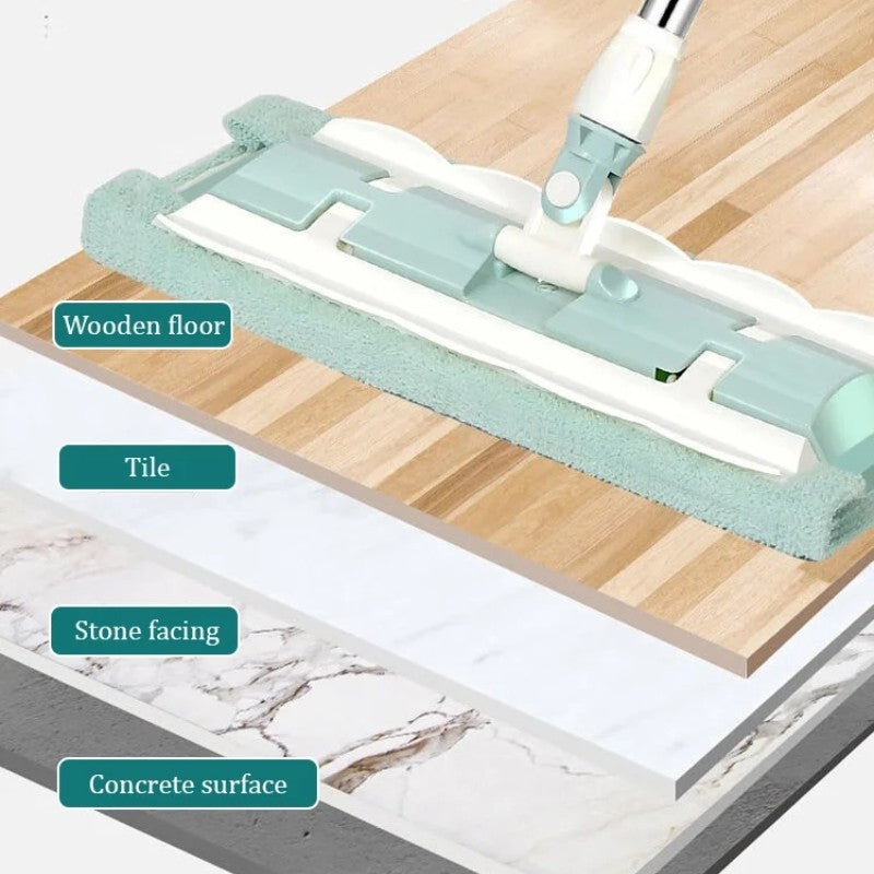Balai plat télescopique pour sols secs et humides
