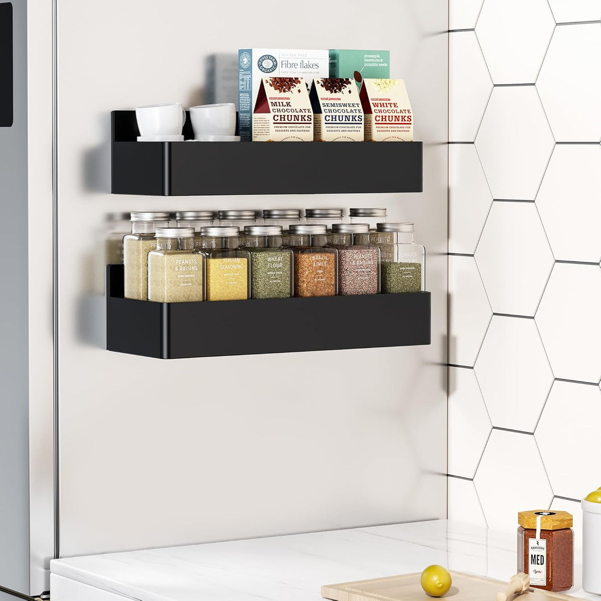 Étagère magnétique à épices en acier au carbone, charge 3,6 kg