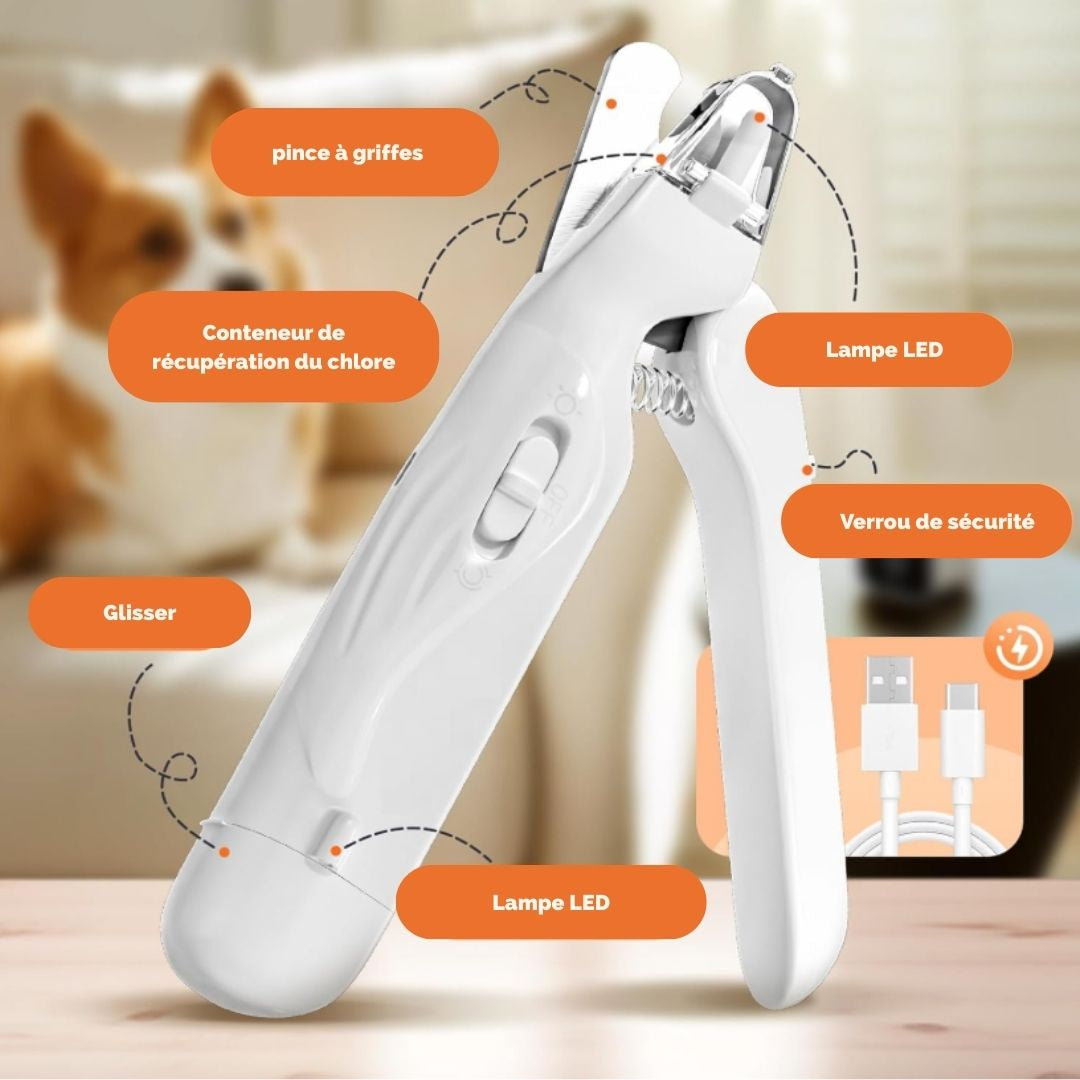 Coupe-Griffes et Lime Électrique 2-en-1 avec LED