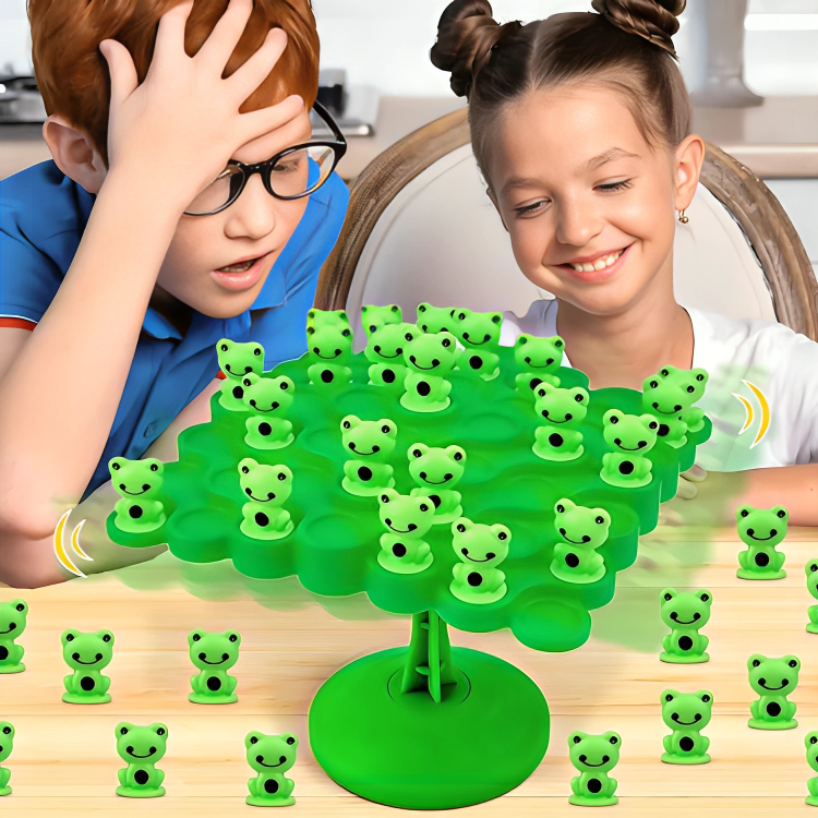 Jeu d’équilibre avec grenouilles à empiler