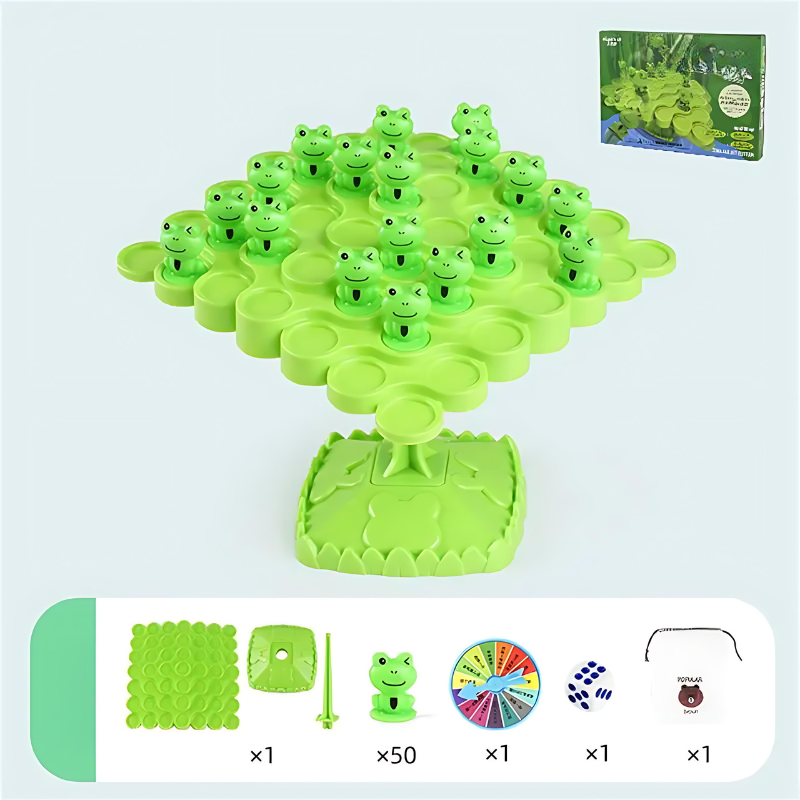 Jeu d’équilibre avec grenouilles à empiler
