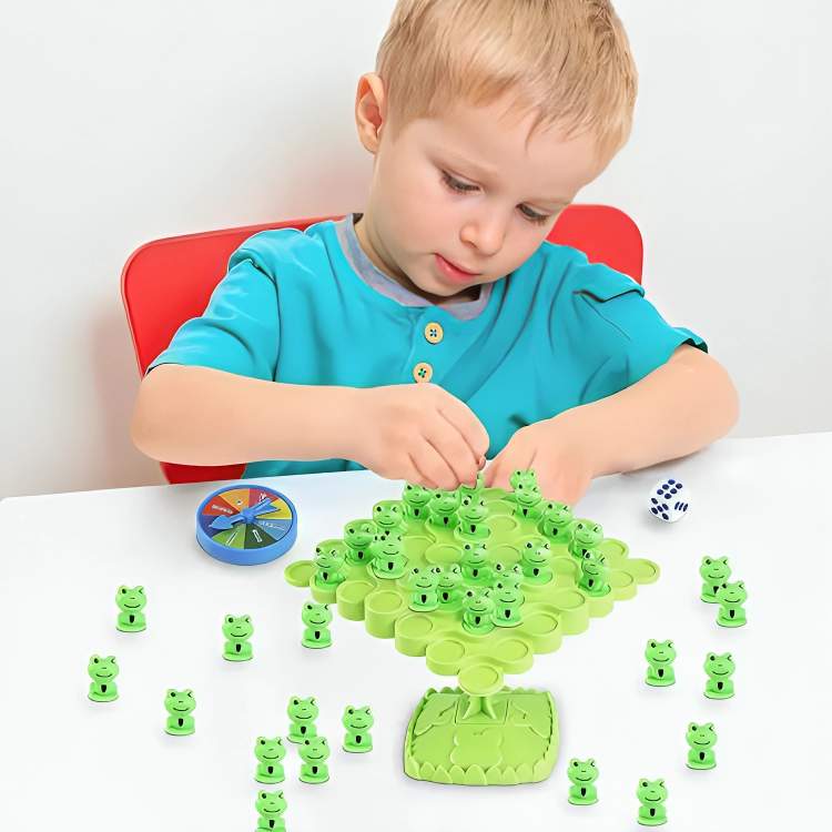 Jeu d’équilibre avec grenouilles à empiler