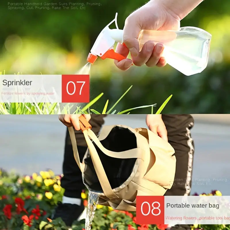 Outils de jardinage en métal avec sac de transport, 10 pièces