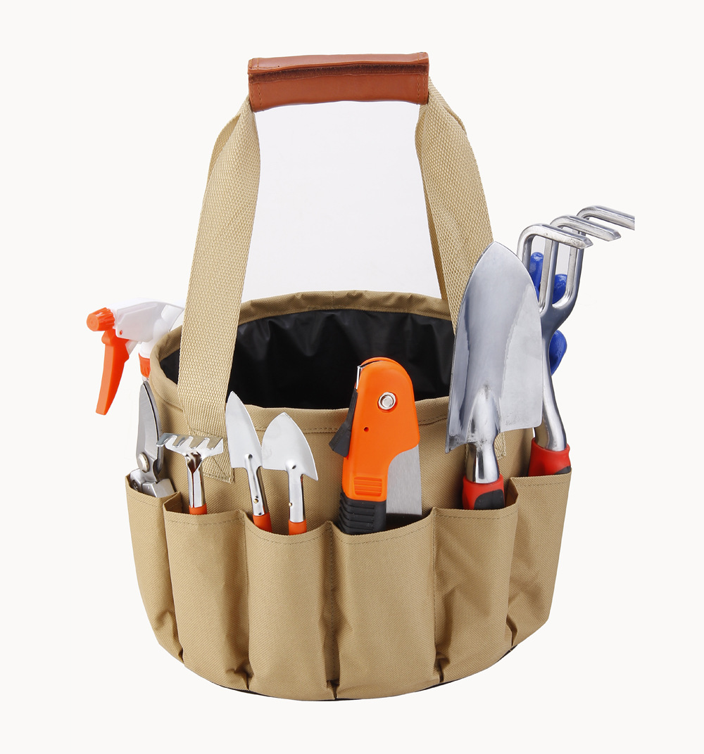Outils de jardinage en métal avec sac de transport, 10 pièces