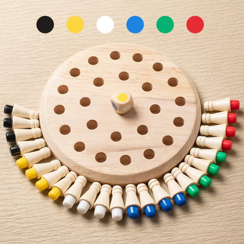 Jeu de mémoire en bois avec dé