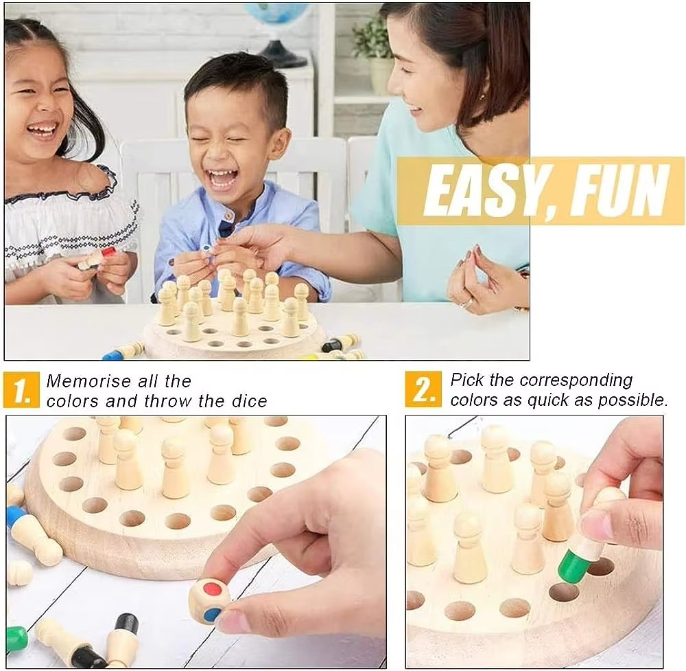 Jeu de mémoire en bois avec dé