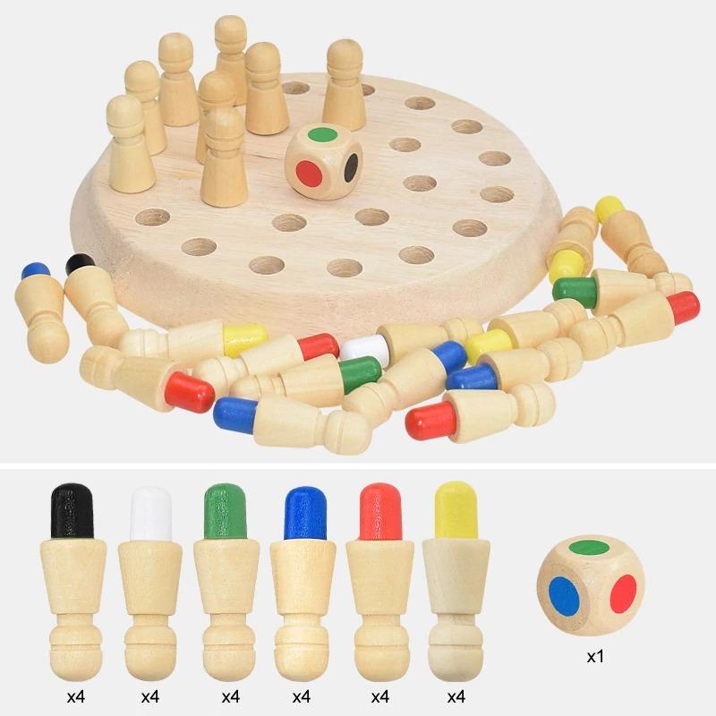 Jeu de mémoire en bois avec dé