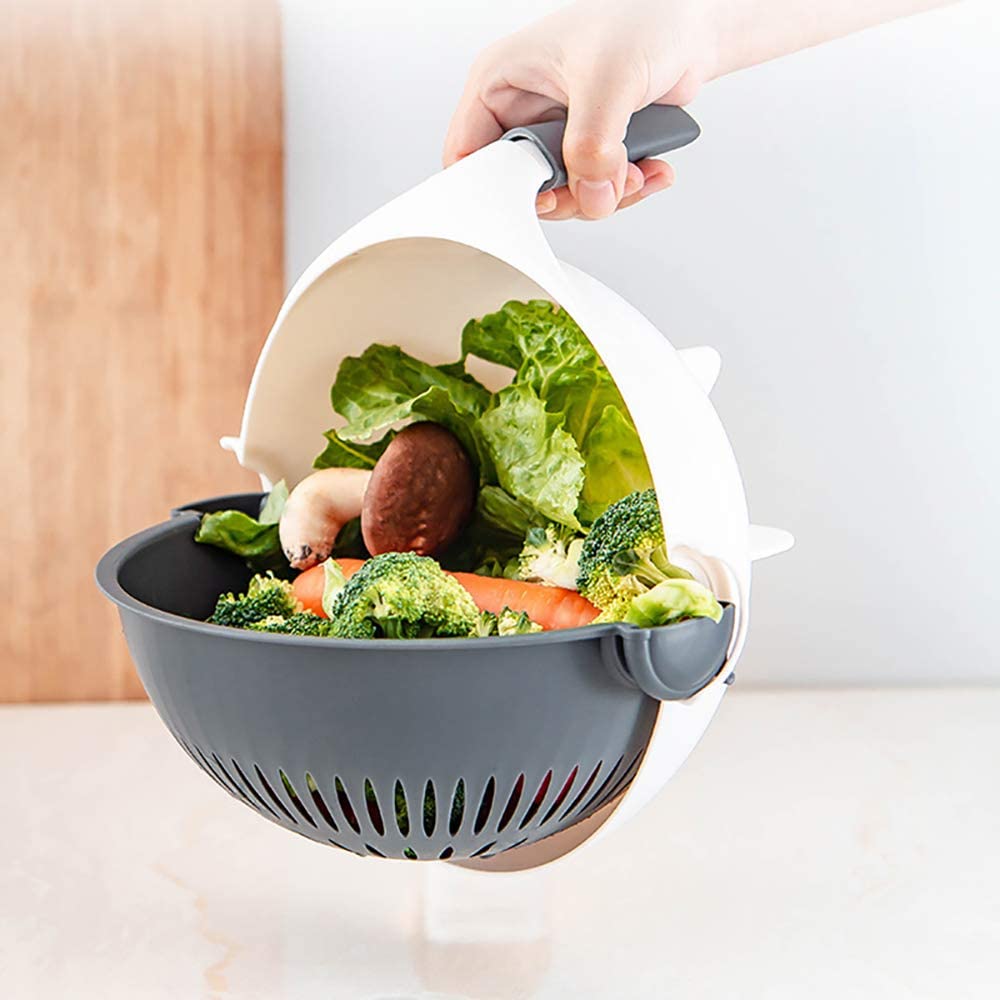 Coupe-légumes multifonction avec bol et passoire, 22 × 15 × 11 cm