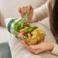 Boîte à salade en verre à ouverture latérale et compartiment sauce