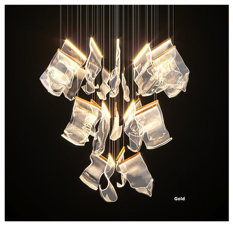 Lustre LED doré à 6 lumières avec base ronde – image 33