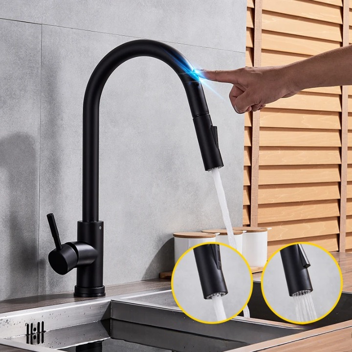 Robinet de cuisine en acier inoxydable à commande tactile