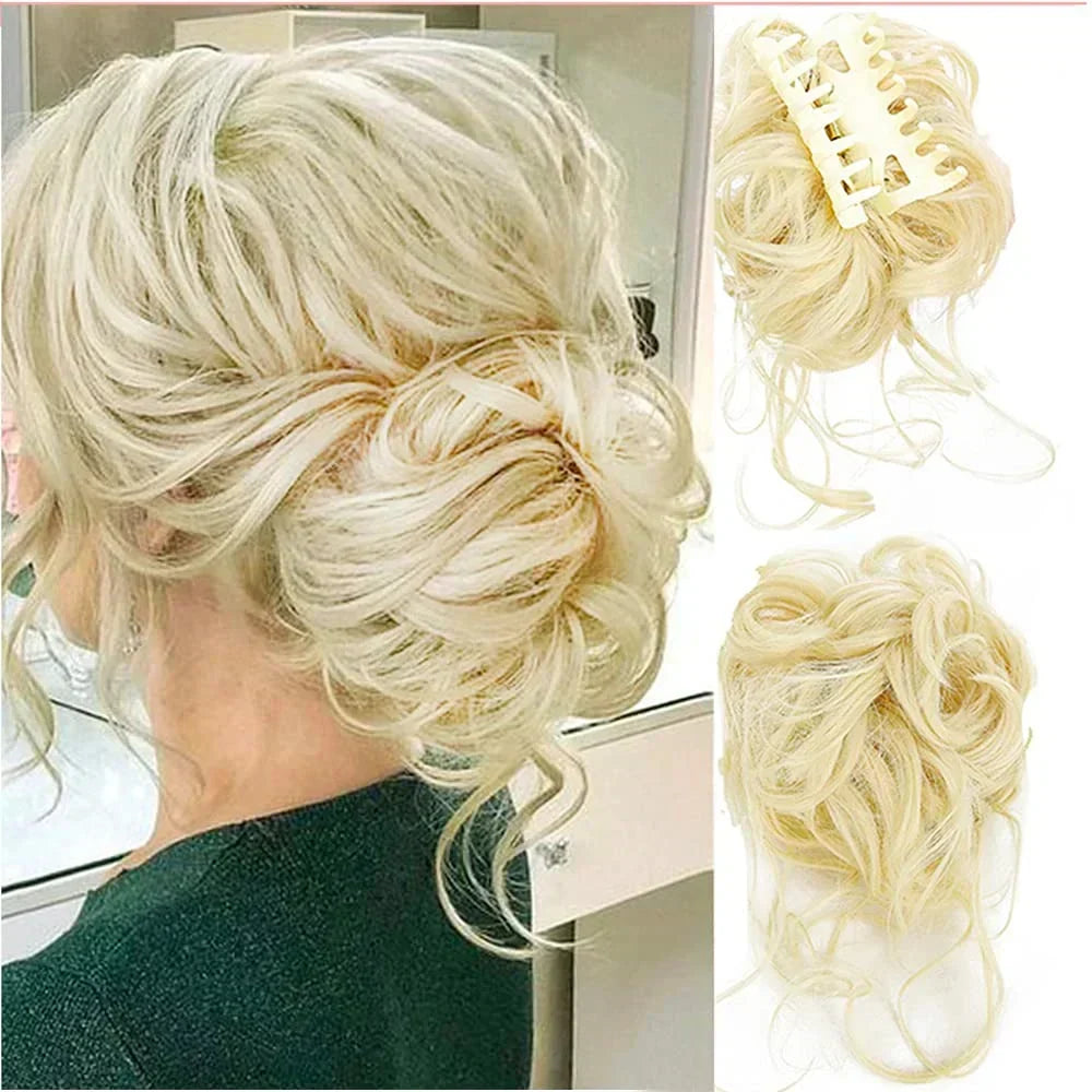 Chignon bouclé synthétique avec pince