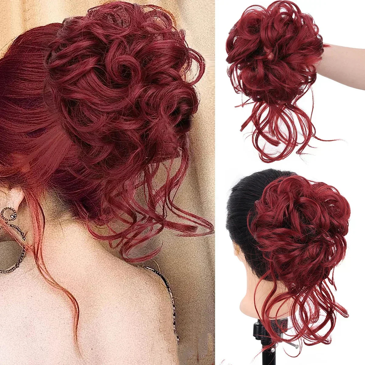 Chignon bouclé synthétique avec pince