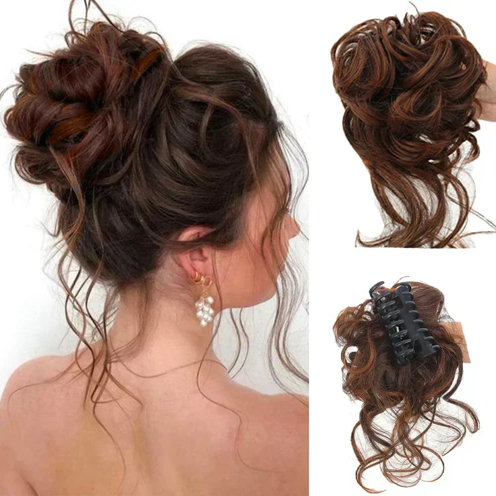 Chignon bouclé synthétique avec pince