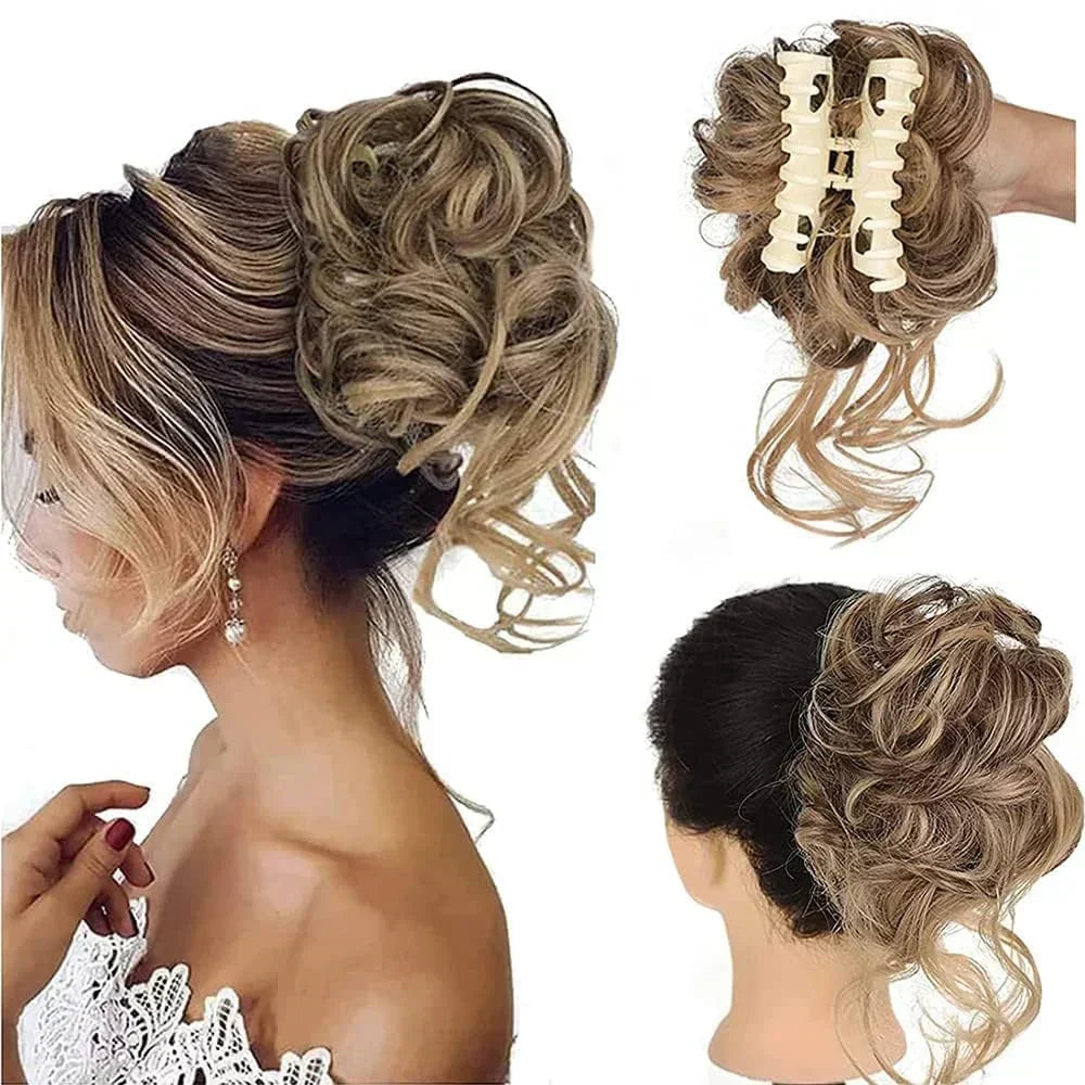 Chignon bouclé synthétique avec pince