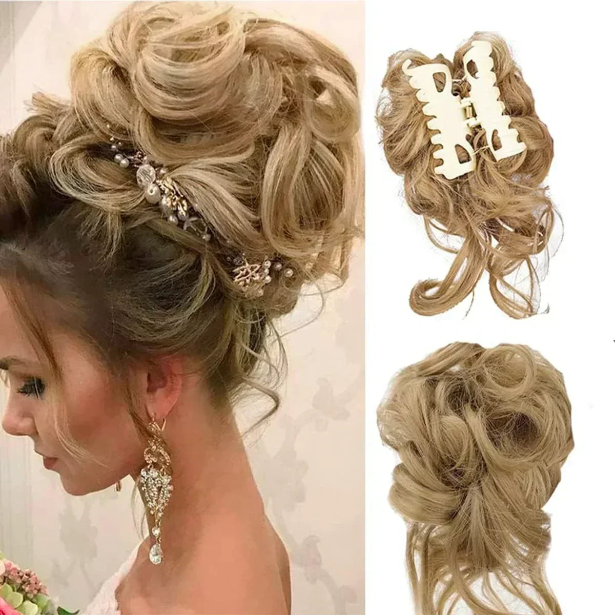 Chignon bouclé synthétique avec pince