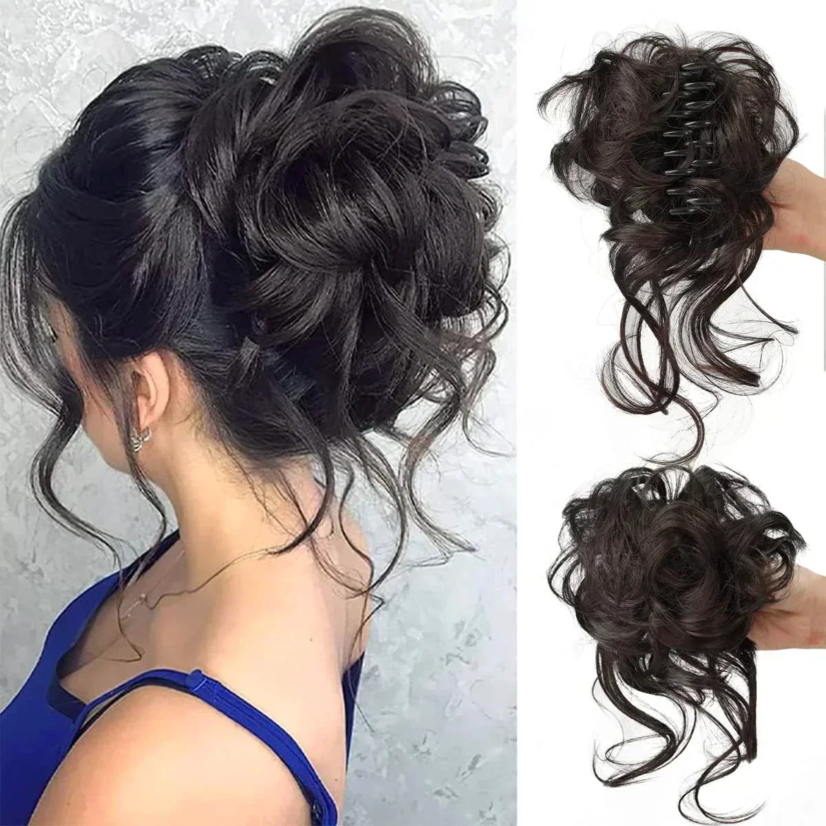 Chignon bouclé synthétique avec pince