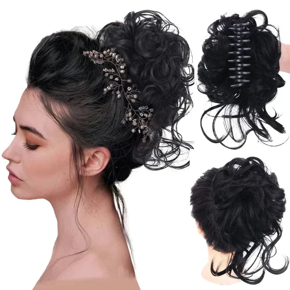 Chignon bouclé synthétique avec pince