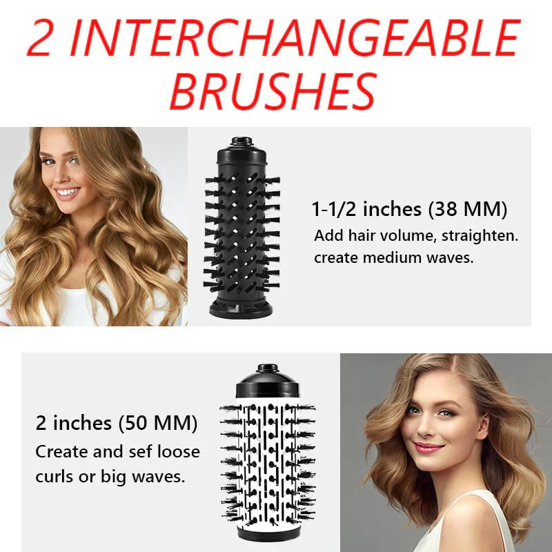 Brosse soufflante rotative avec 2 brosses interchangeables
