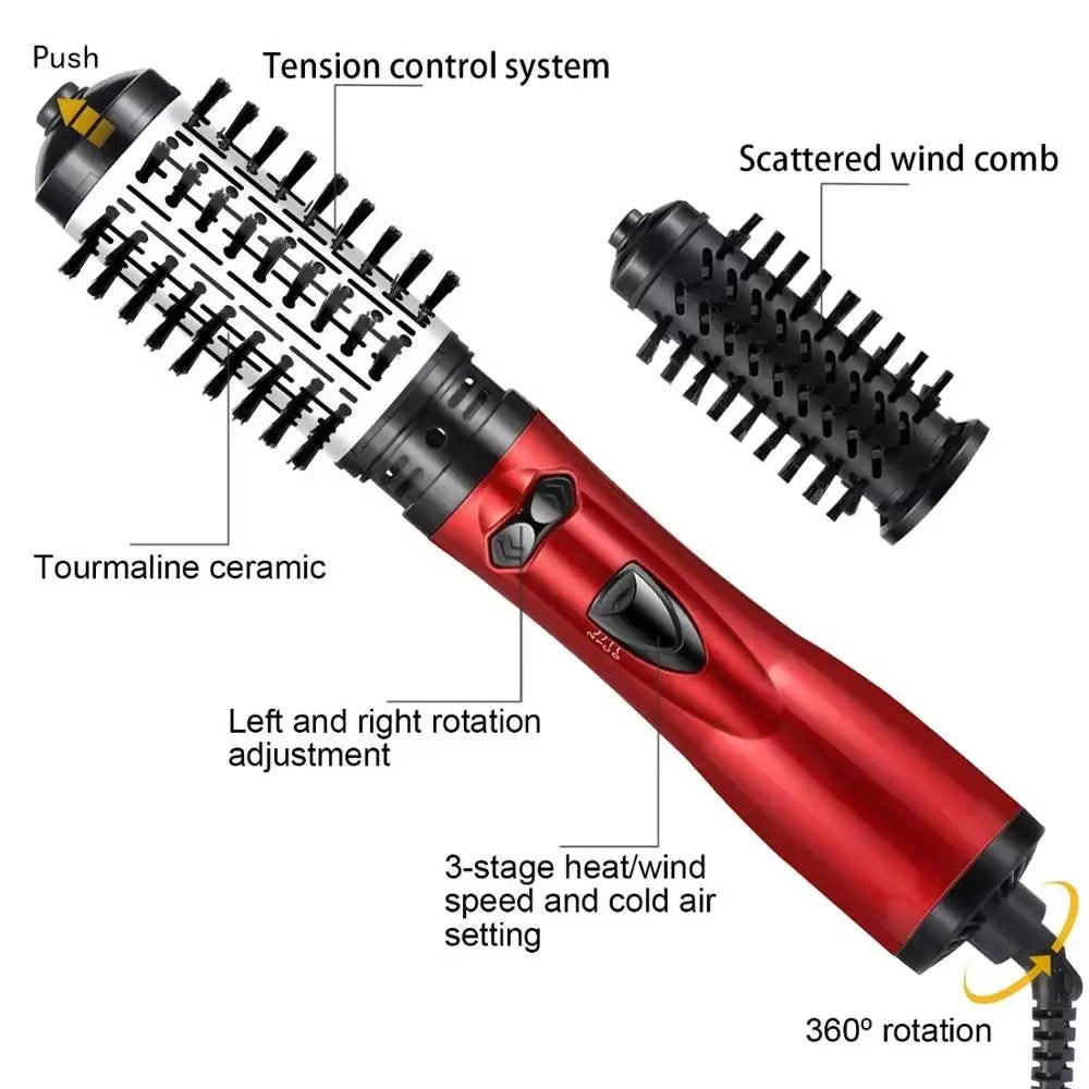 Brosse soufflante rotative avec 2 brosses interchangeables