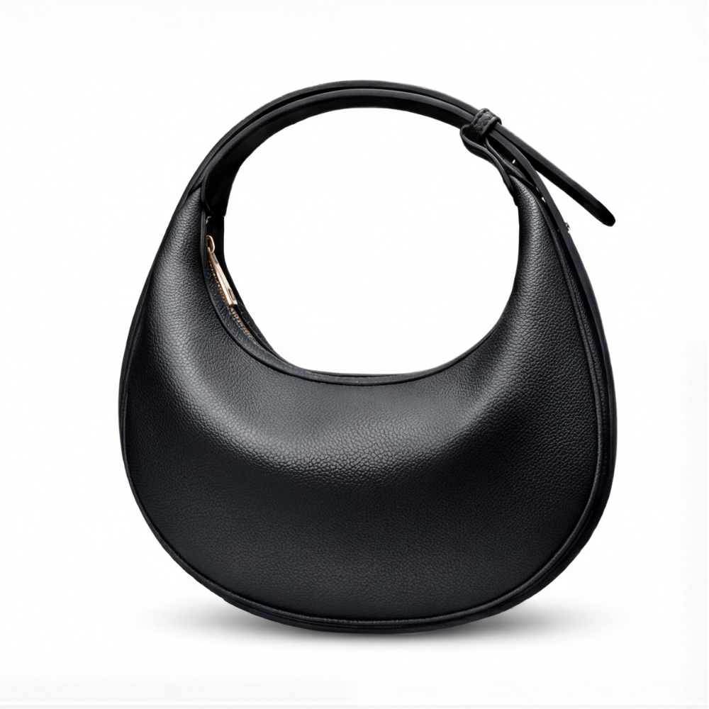 Sac demi-lune en similicuir à bandoulière réglable