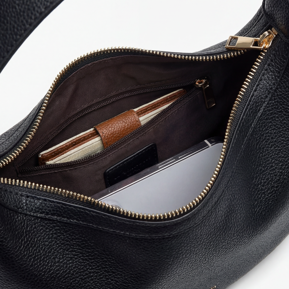 Sac demi-lune en similicuir à bandoulière réglable