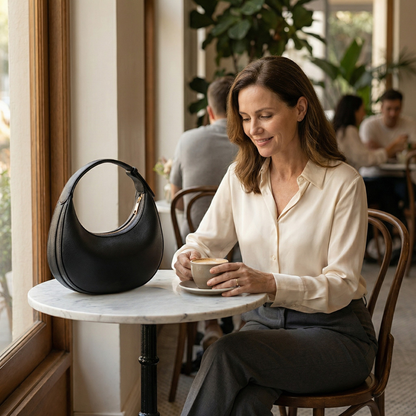Sac demi-lune en similicuir à bandoulière réglable