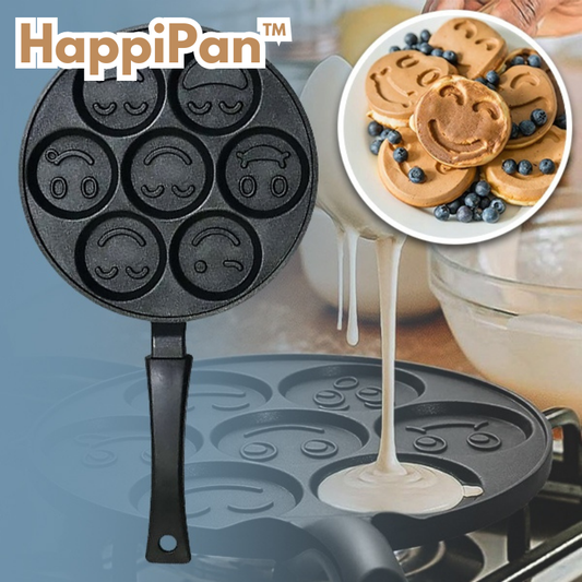 Poêle à 7 pancakes à motifs souriants et revêtement antiadhésif