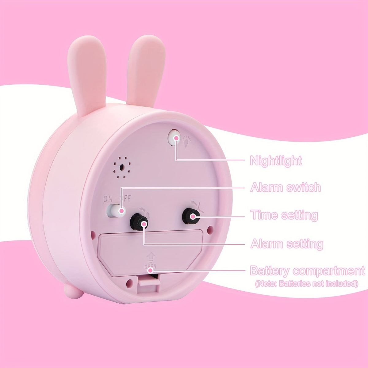 Réveil analogique lapin avec veilleuse