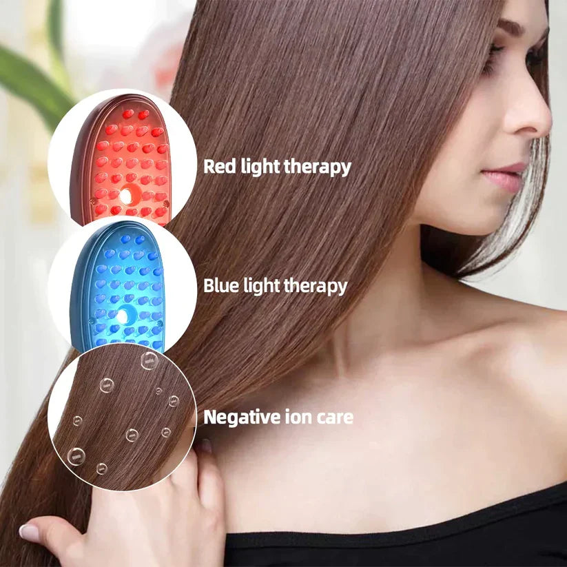 Brosse de massage du cuir chevelu avec brumisation et lumières